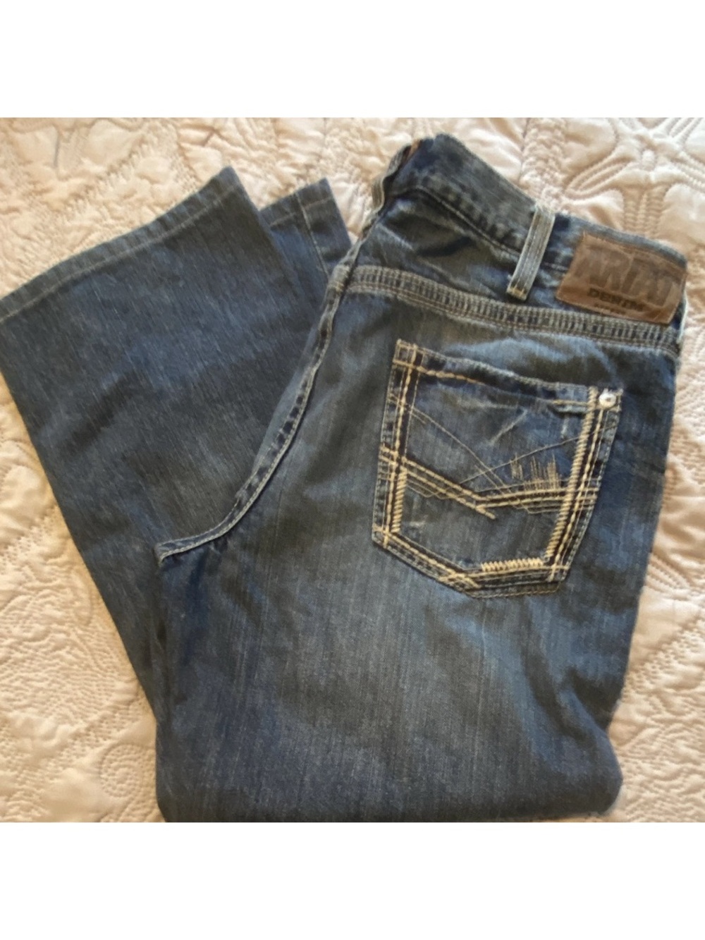 Ariat Men's Gambler Dark Blue Bootcut Jeans with Contrast Pocket Stitching